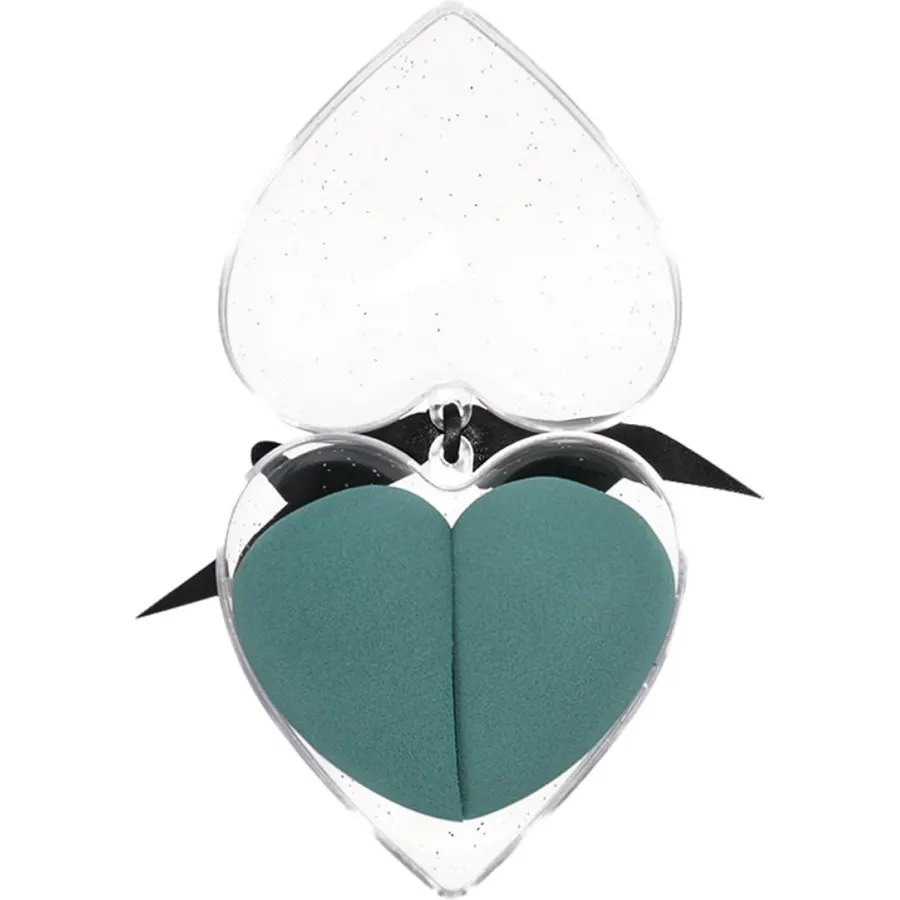 1 Box Heart Shape Makeup Sponge Set, Wet Dry Flocked Cosmetic Eggs