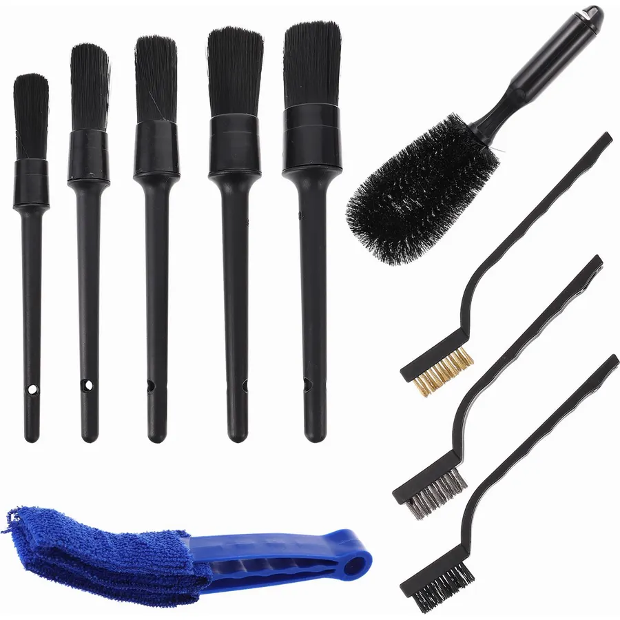 10pcs Car Detailing Brush Set, Wash Kit for Wheels Leather Bumpers