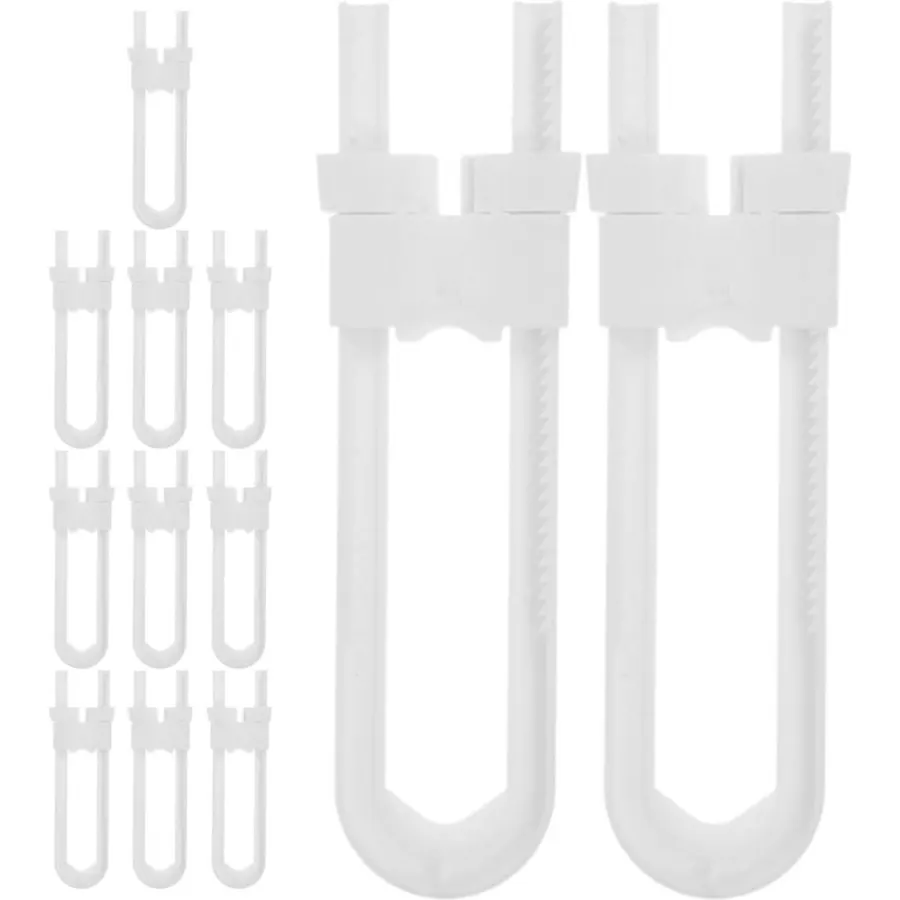 12pcs U-shaped Childproof Cabinet Locks, White ABS Safety Latches