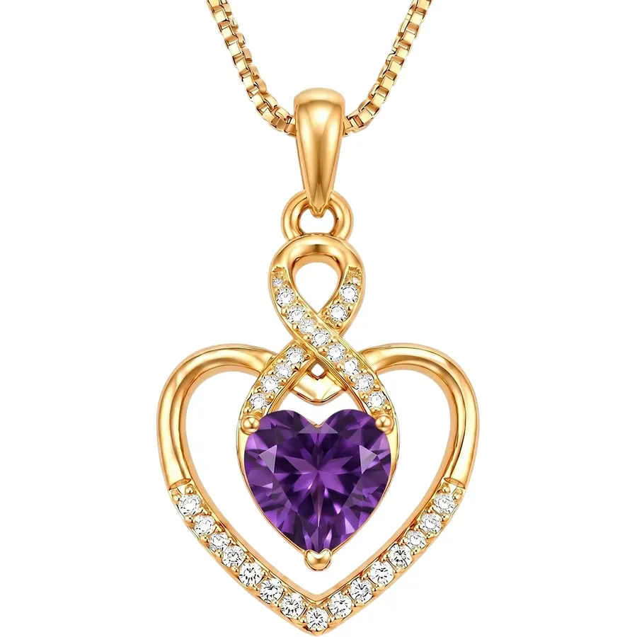 14K Gold Heart Infinity Pendant Necklace for Women