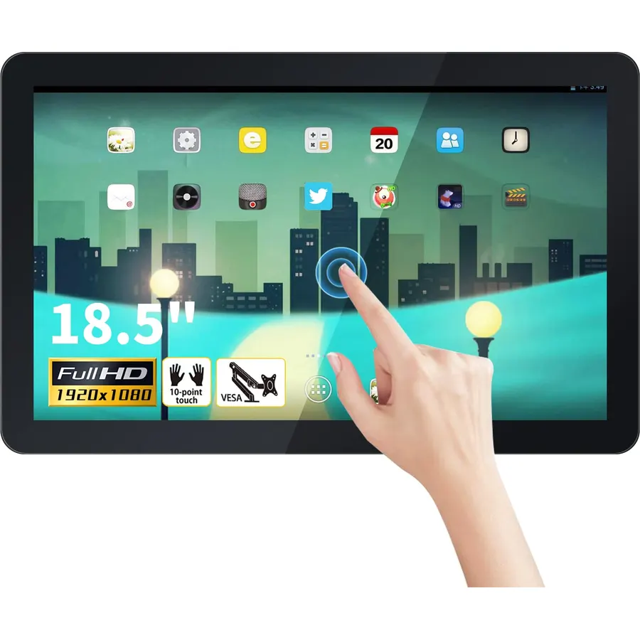 18.5 inch Android 14 Touchscreen Monitor Tablet, 16:9 FHD 1080P, WiFi & BT, Built-in Speakers, RK3576 4GB RAM & 32GB ROM, Smart Board for Classroom, Meeting & Game