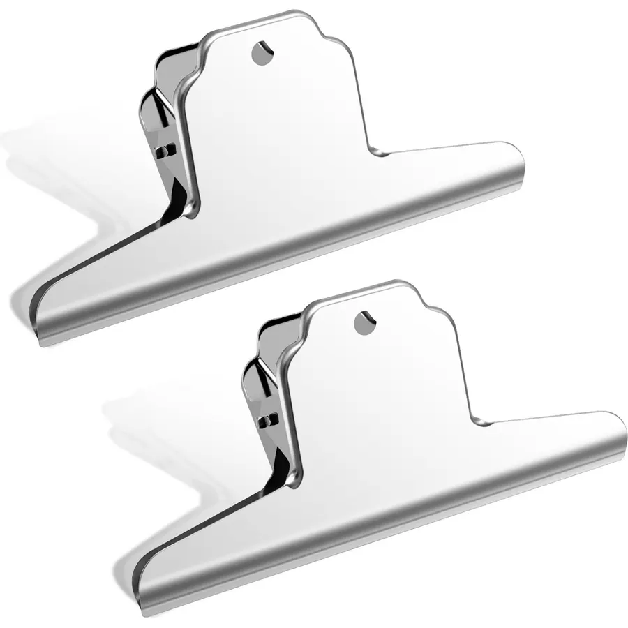 2 Pack Dog Food Bag Clip,6.3 Inch Extra Large Stainless Steel Metal Bag Clips for Airtight Sealing,Heavy Duty Bag Clips for Food,Strong Large Binder Clips Jumbo for Chips,Pet Food,Paper
