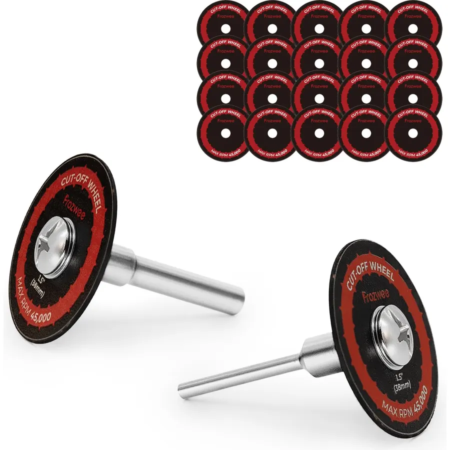 20PCS 1.5" Cut-Off Wheels for Drill,2 Shanks(1/4"+1/8" Mandrel)