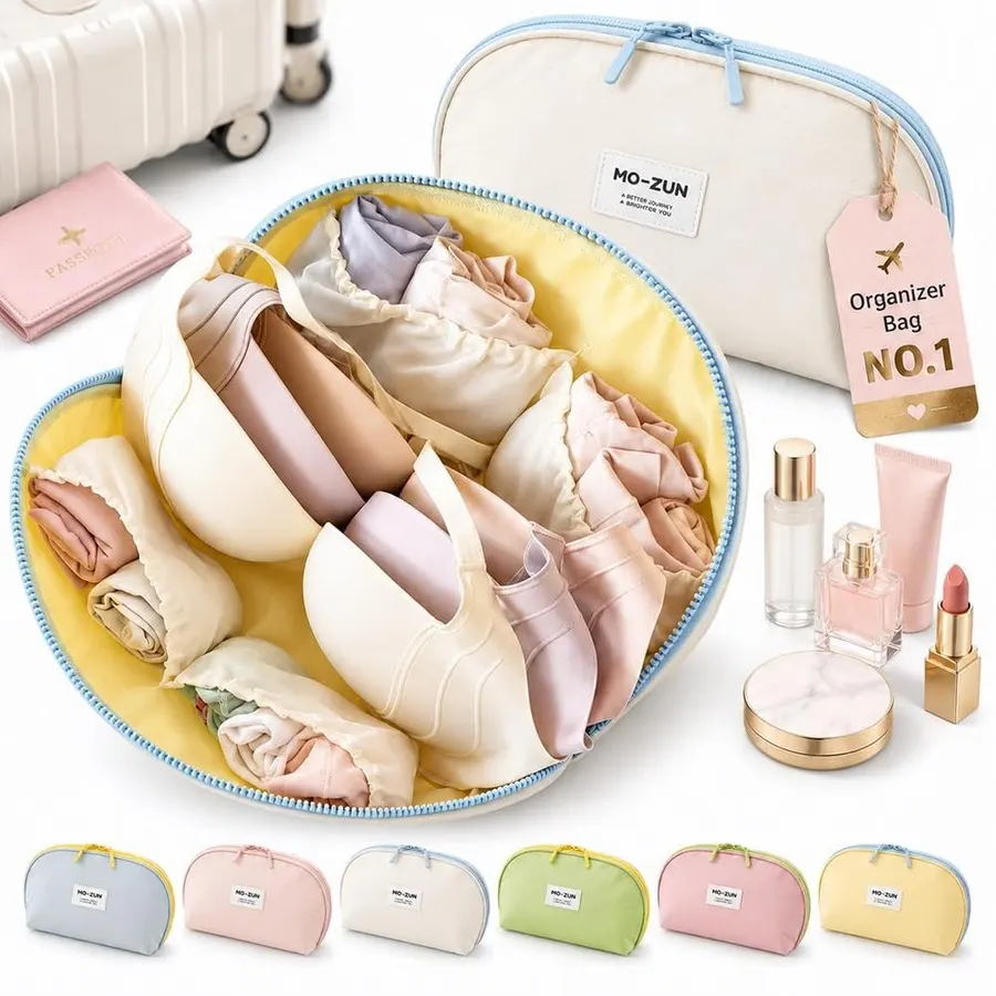 3 in 1 Travel Underwear Organizer Bag for Bras Panties Socks Packing Cube
