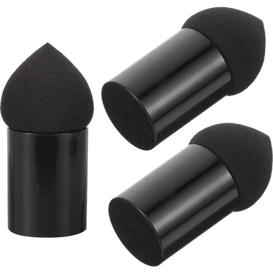 3pcs Makeup Sponge Set with Handles, Curved Bottoms and Pointed Tips