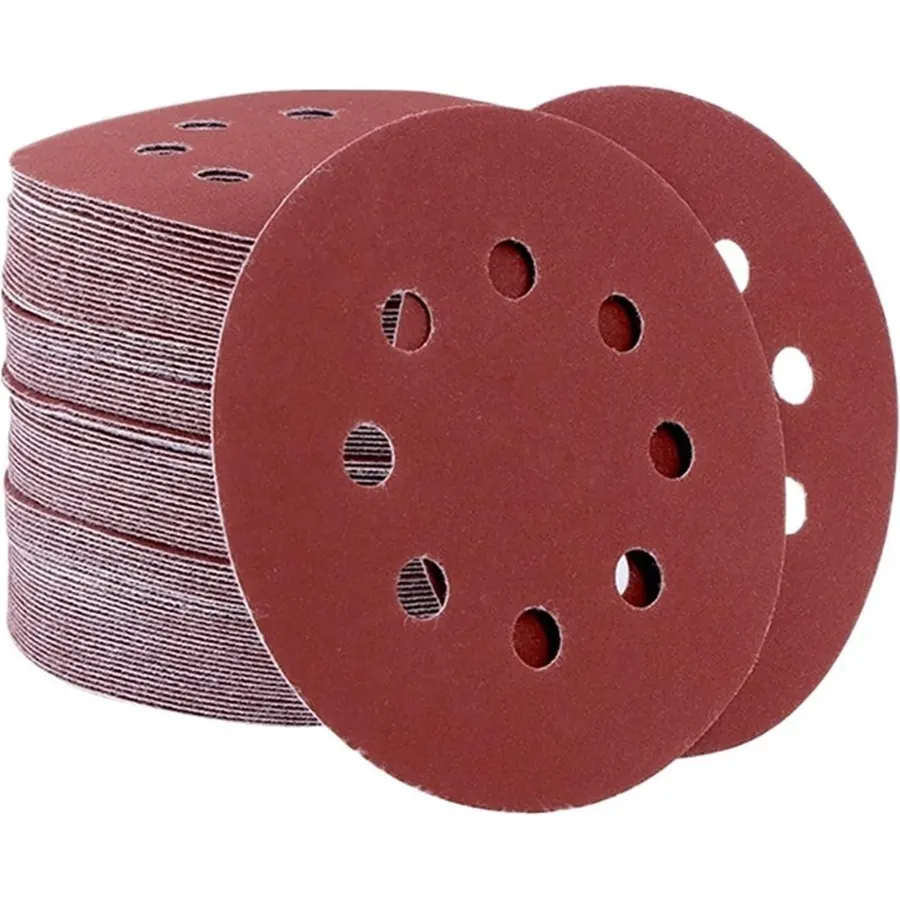 5/10/100pcs 5" 125mm 8 Hole Hook Loop Sanding Discs Sandpaper Pads Set 60Grits ~ 2000Grits Sander Disc Abrasive Polishing Tools(120 Grits,5pcs)