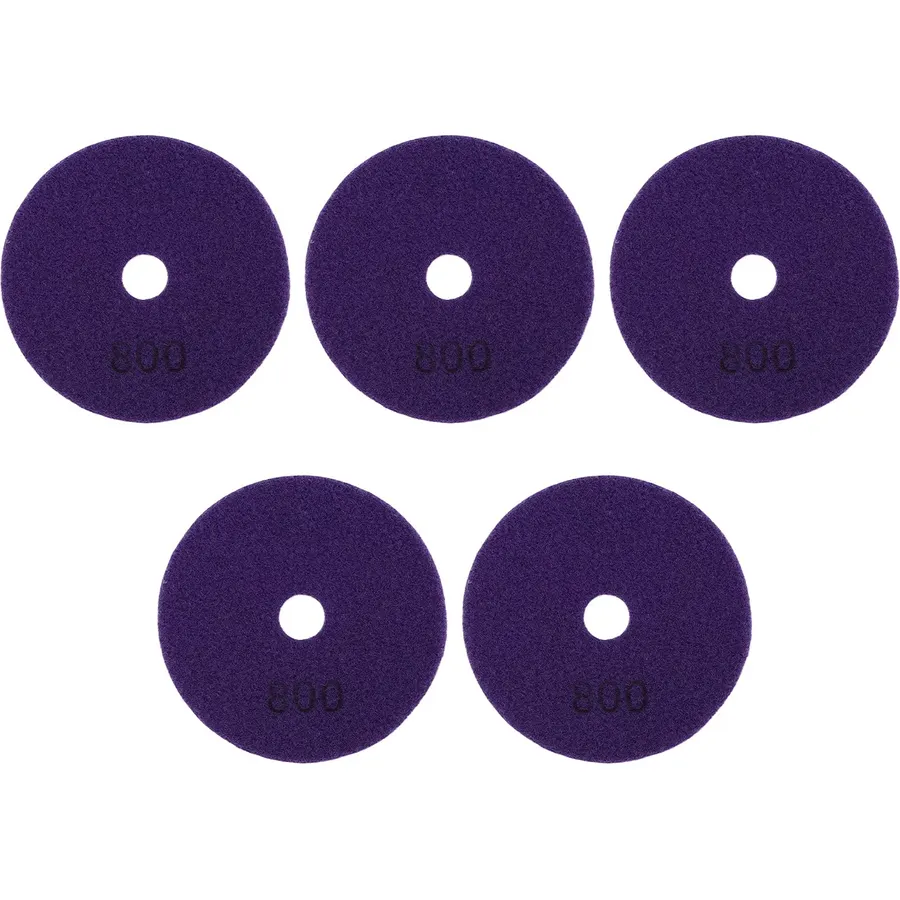 5Pcs 4in Diamond Wet Polishing Pads Soft Grinding Disc Kit for Marble Granite Ceramics (4-inch White Background Water-Grinding disc (800)