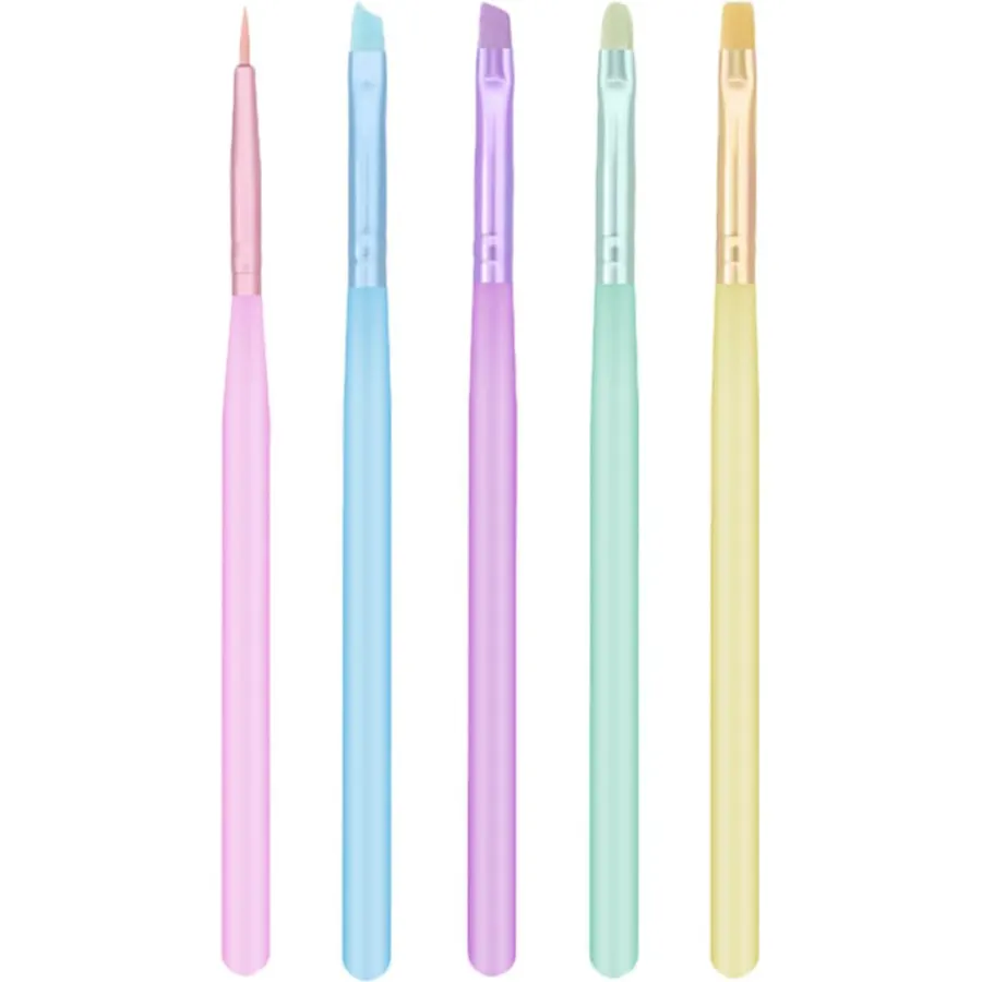 5pcs Nylon and Metal Nail Art Brush Set for DIY Manicures