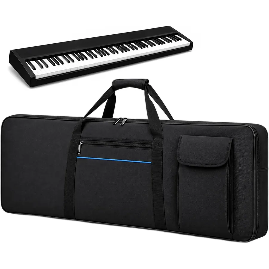 61 Key Keyboard Bag for Casio CTK-2550, Padded Keyboard Carrying Case with Zipper, Shoulder Straps, Handle, Storage Pocket, Water-Resistant Oxford Fabric,S(94 x 33 x 12cm)