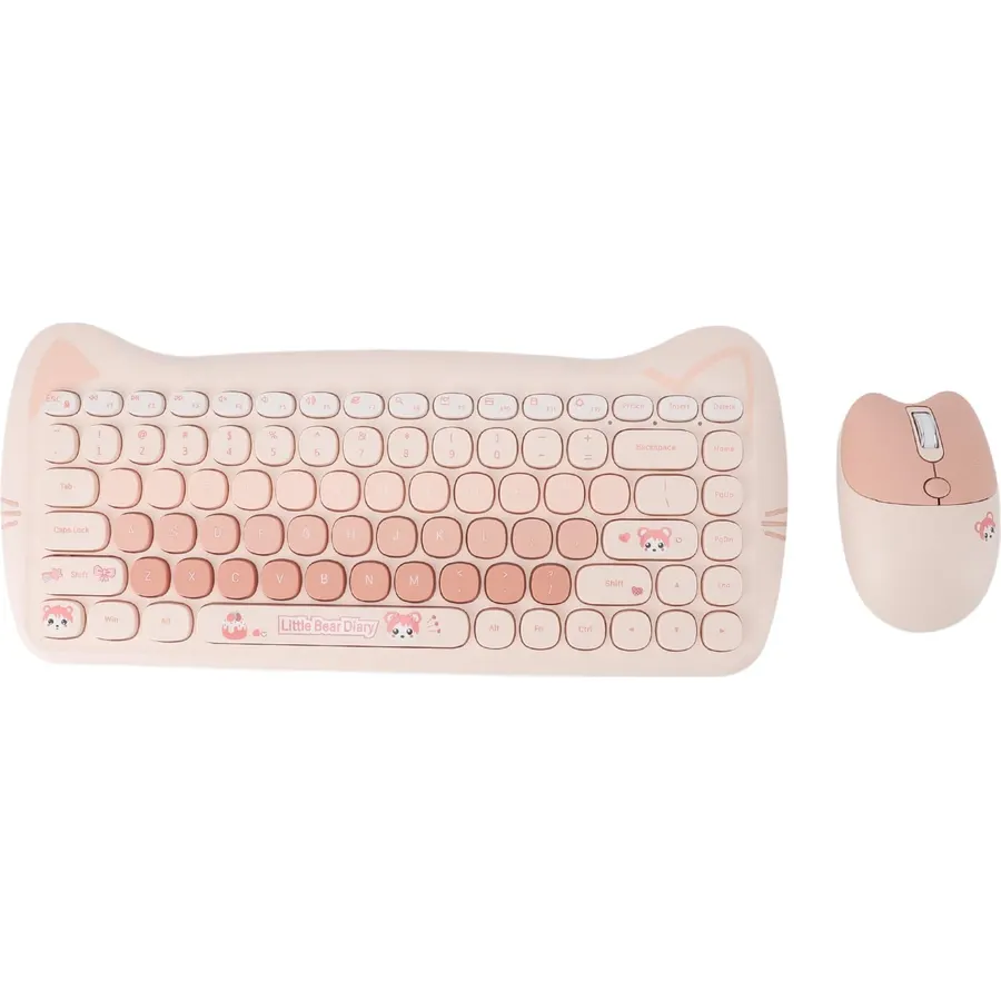 84 Key Wireless Keyboard and Mouse Set, Pink Matte Lightweight