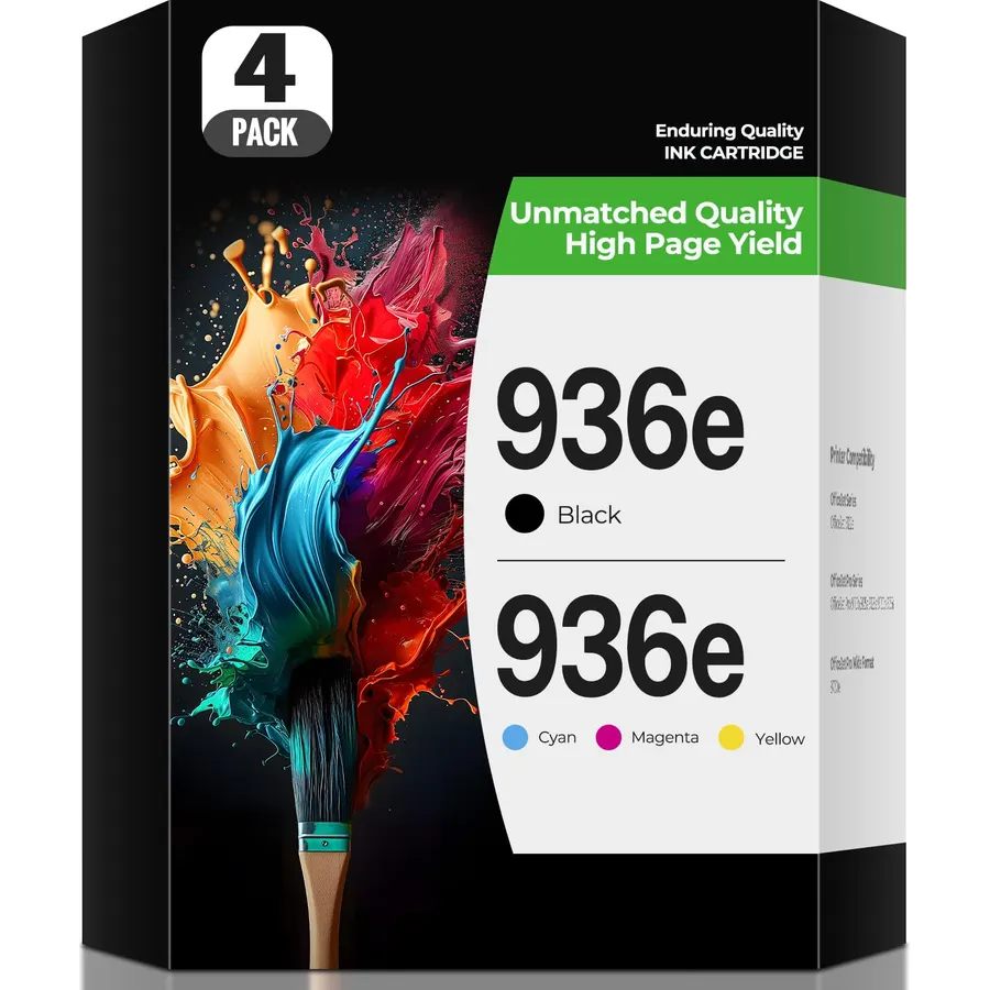 936XL 936 Ink Cartridges OfficeJet Pro 9125e 9135e 9730e 9125 9135 9720 9730 e Ink Compatible with Hp 936e 936 Ink OfficeJet Pro 9135e 9125e 9730e 9125 9135 9730 9720 9110 9130 9120 Printers (4 Pack)