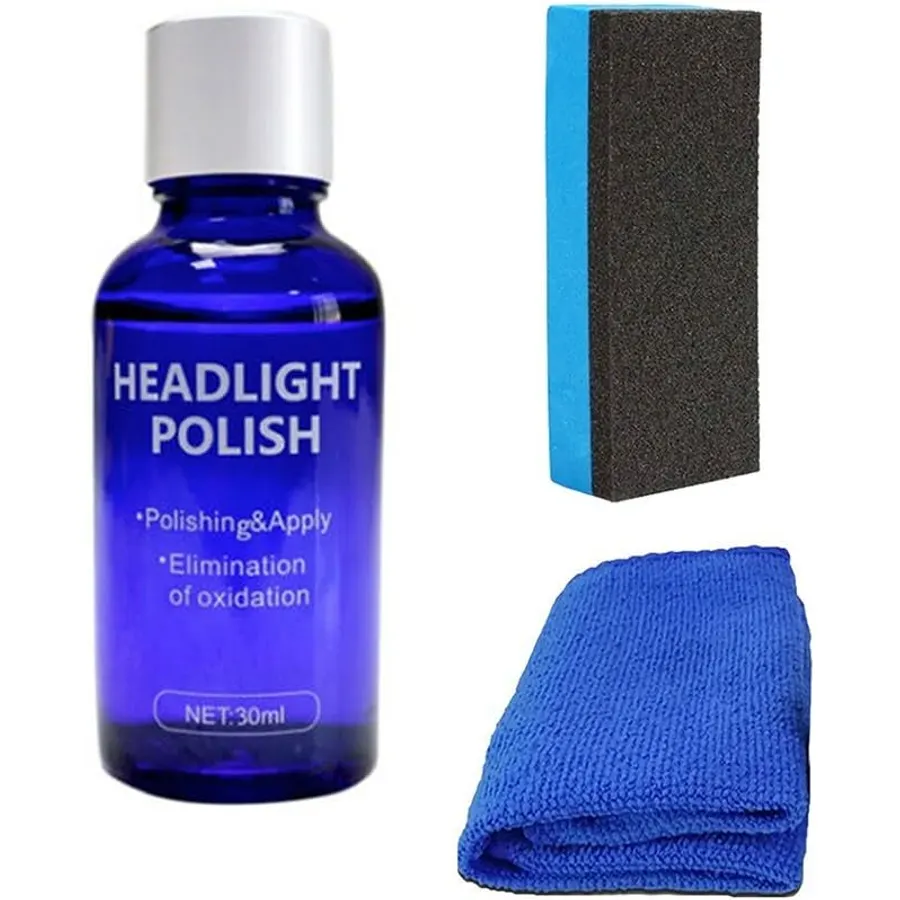 9H Ceramic Headlight Restoration Kit Liquid Polish for Car Truck SUV - UV Block Clear Coat Scratch Remover Yellowing Fix 30ml(30ml+towel+sponge)