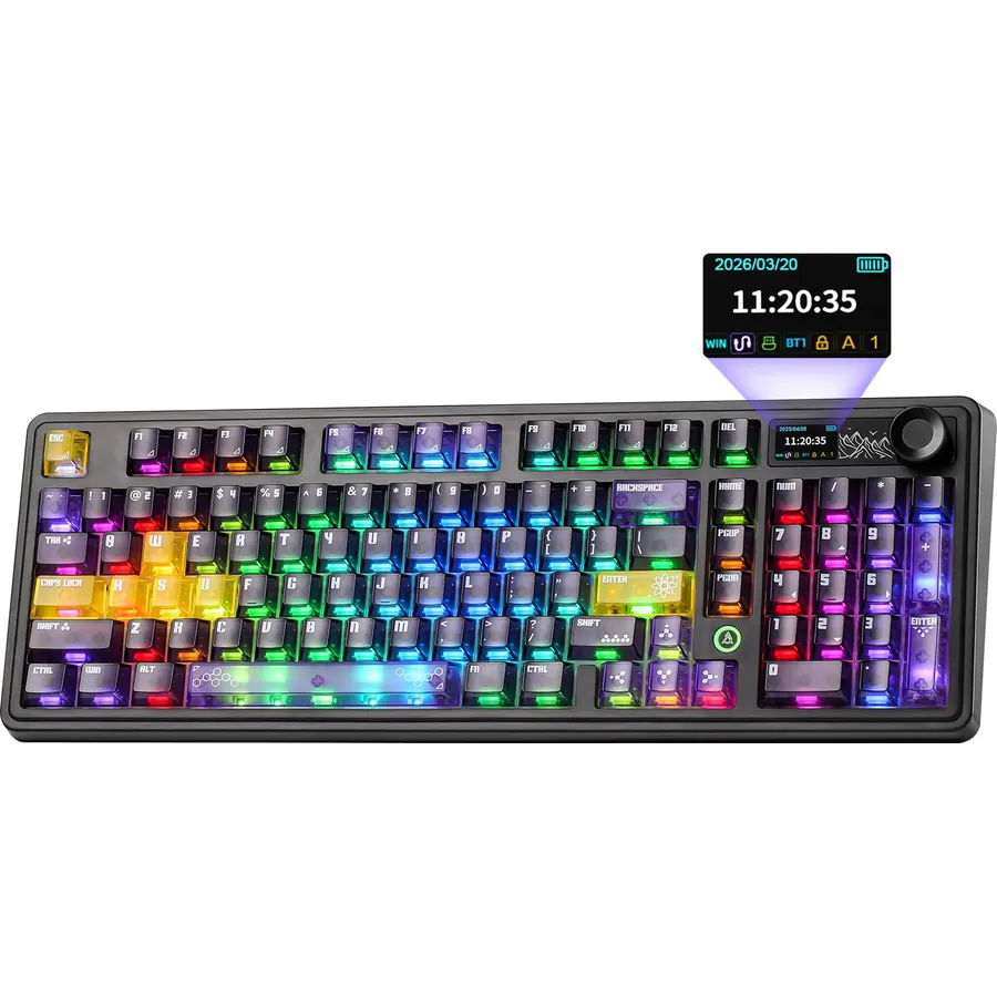 AJAZZ AK980 Pro Dual 8K Wireless Gaming Keyboard(Purple,Lychee Switch)