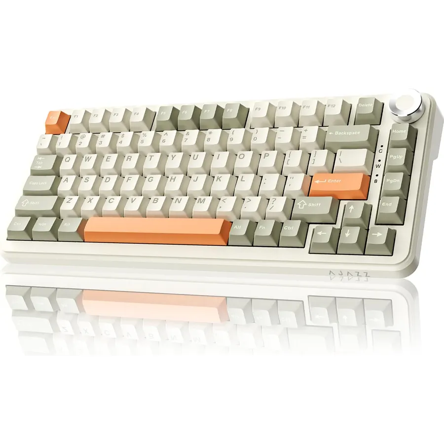AK820 MAX 75% Custom Mechanical Keyboard, 82-Key Hot Swappable Gasket Mount, 8000mAh Tri-Mode Wireless Gaming & Office, Linear Flying Fish Switches, PBT RGB Backlit, Metal Volume Knob, Mac/Windows