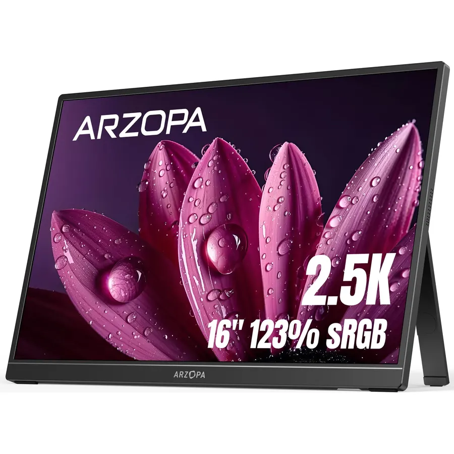 ARZOPA 16 Inch 2.5K Portable Monitor, 2560x1600 QHD IPS Display 123% sRGB