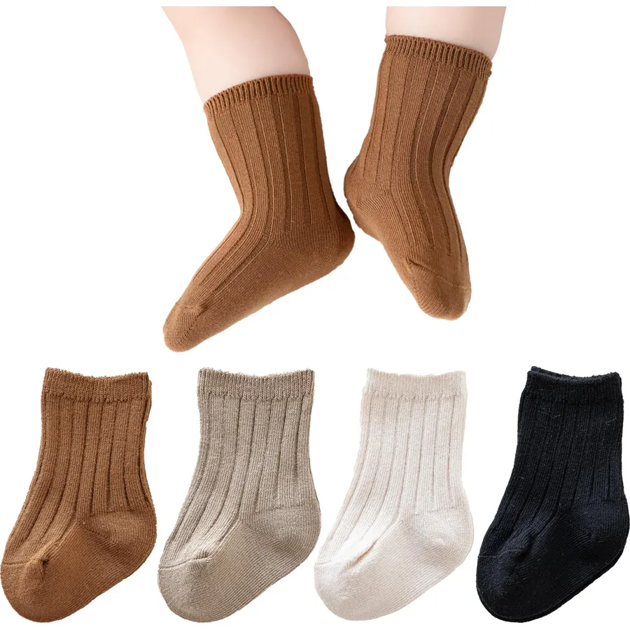 Baby Crew Socks Cotton Ribbed Knit Socks Breathable Comfort Socks