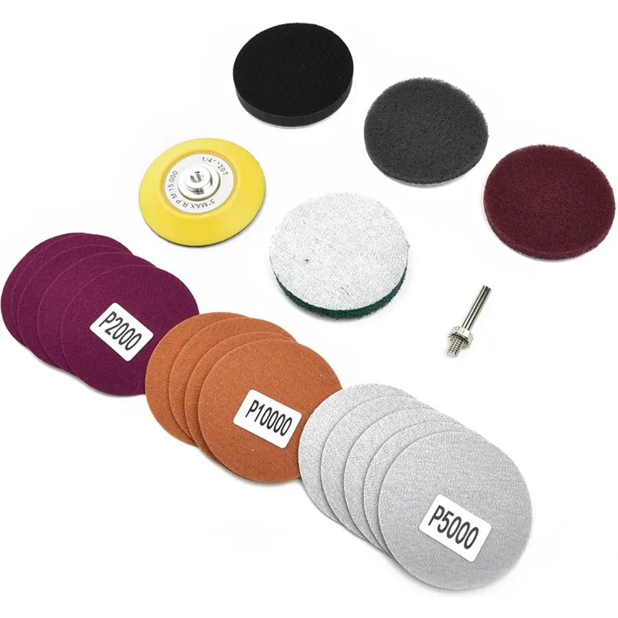 Car Headlight Repair Kit, 3 Inch Polishing Tool Set with for m16 Adapter and P240-P10000 Grit Discs for Auto Restoration 16 Pack