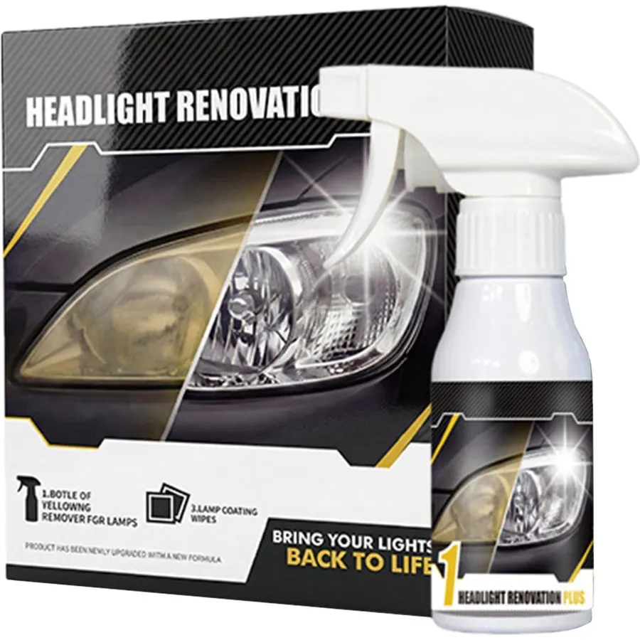 Car Headlight Restoration Kit 120ml Headlight Repair Agent No-Sand Cleaning