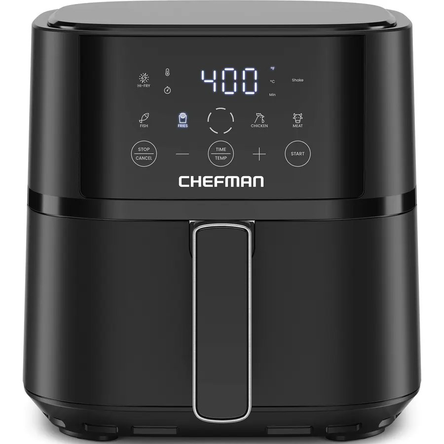 Chefman Air Fryer 4 QT Compact Airfryer for Quick & Easy Meals in Minutes, Features Hi-Fry Technology for Extra Crisp, Touchscreen Controls with 4 Presets, Nonstick & Dishwasher Safe Basket - Black