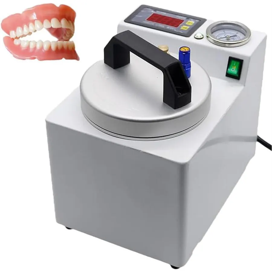 Digital Pressure Polymerization Unit with Air Pump for Dental Crowns, Dentures, Orthodontic Bases. 65W, 4kg/cm², 50-60C. Compact 21x15cm Design for Safe, Efficient Lab Use.