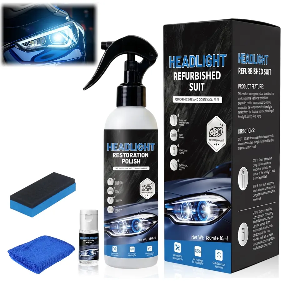 Headlight Restoration Kit, Automotive Headlight Restoration kit-100ml, Oxidized and Yellowed Automotive Headlamps, Blurring Enhanced Crystalline Coating Refurbisher