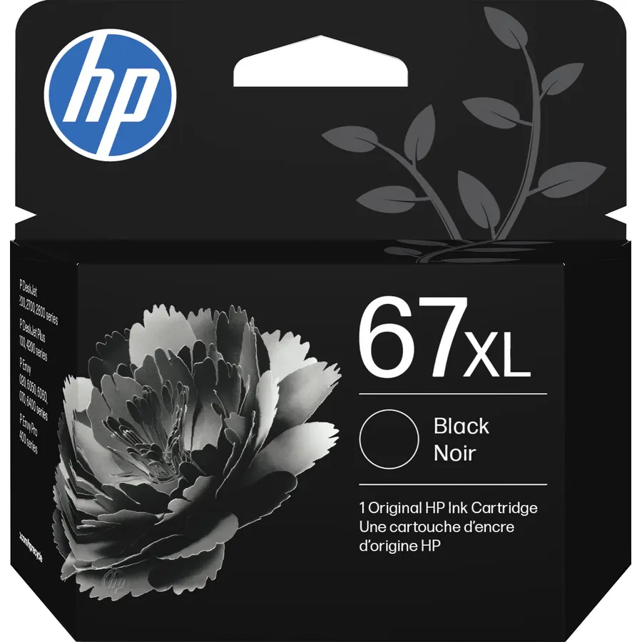 HP 67XL Black High-Yield Ink Cartridge | Works with DeskJet 1255, 2700, 4100, Envy 6000, 6400 Series | Eligible for Instant Ink | 3YM57AN | Packaging May Vary