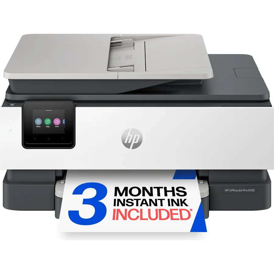HP OfficeJet Pro 8135 Wireless All-in-One Color Inkjet Printer, Print, Scan, Copy, Fax, ADF, Duplex Printing Best-for-Home-Office, 3 Month Trial of Instant Ink Included, AI-Capable (C2VK1A)