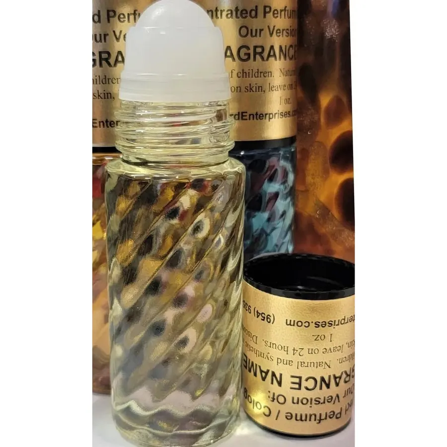 HYWD Enterprises Cologne Oil Comparable to EROS ENERGY for men, Fragrance Rendition, Our Version, Designer Inspired Perfume, Scent Eau de Parfum, 1 oz. (30ml) Swirly Glass Roll on