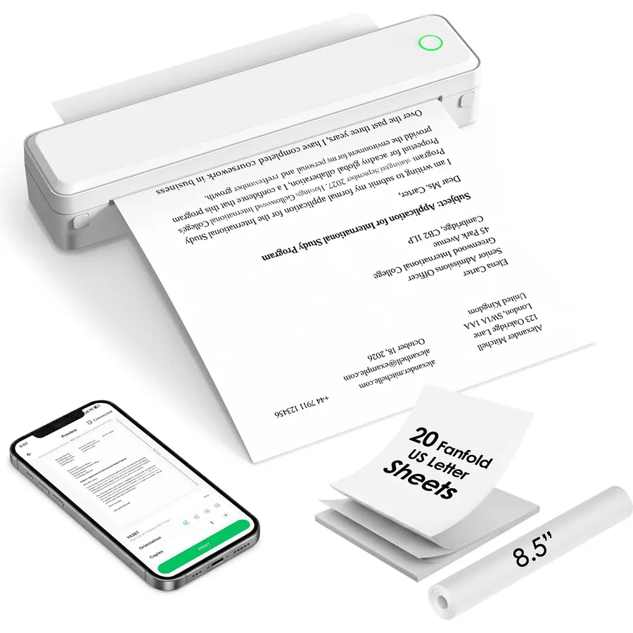 KNAON Portable Inkless Printer, Bluetooth Thermal Printer, 8.5x11