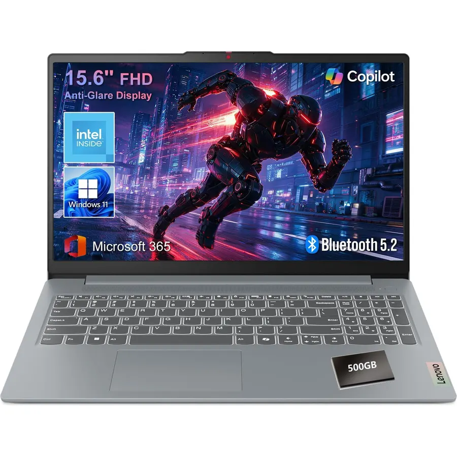 Lenovo 15.6 FHD Essential Laptop, Intel Processor, 8GB DDR5, 128GB Storage