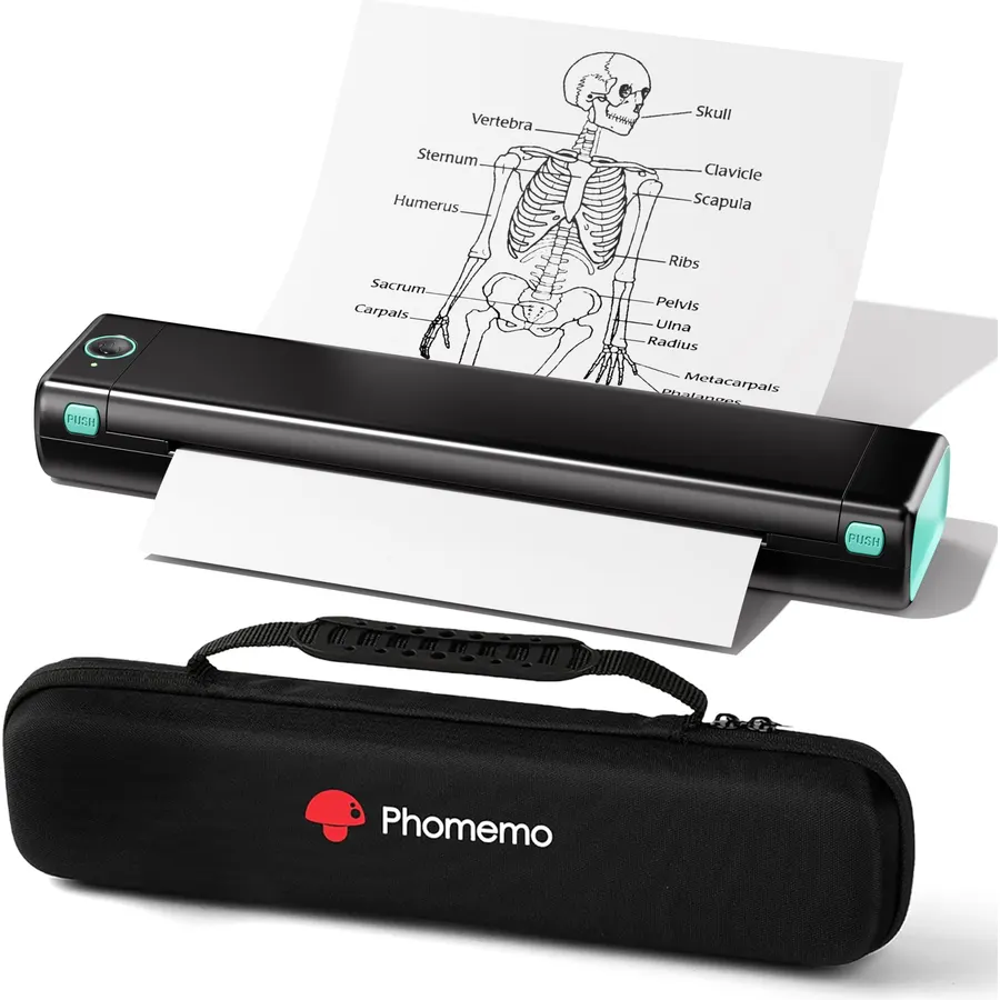 Phomemo M08F Inkless Thermal Portable Printer with Case - 8.5 x 11, Black