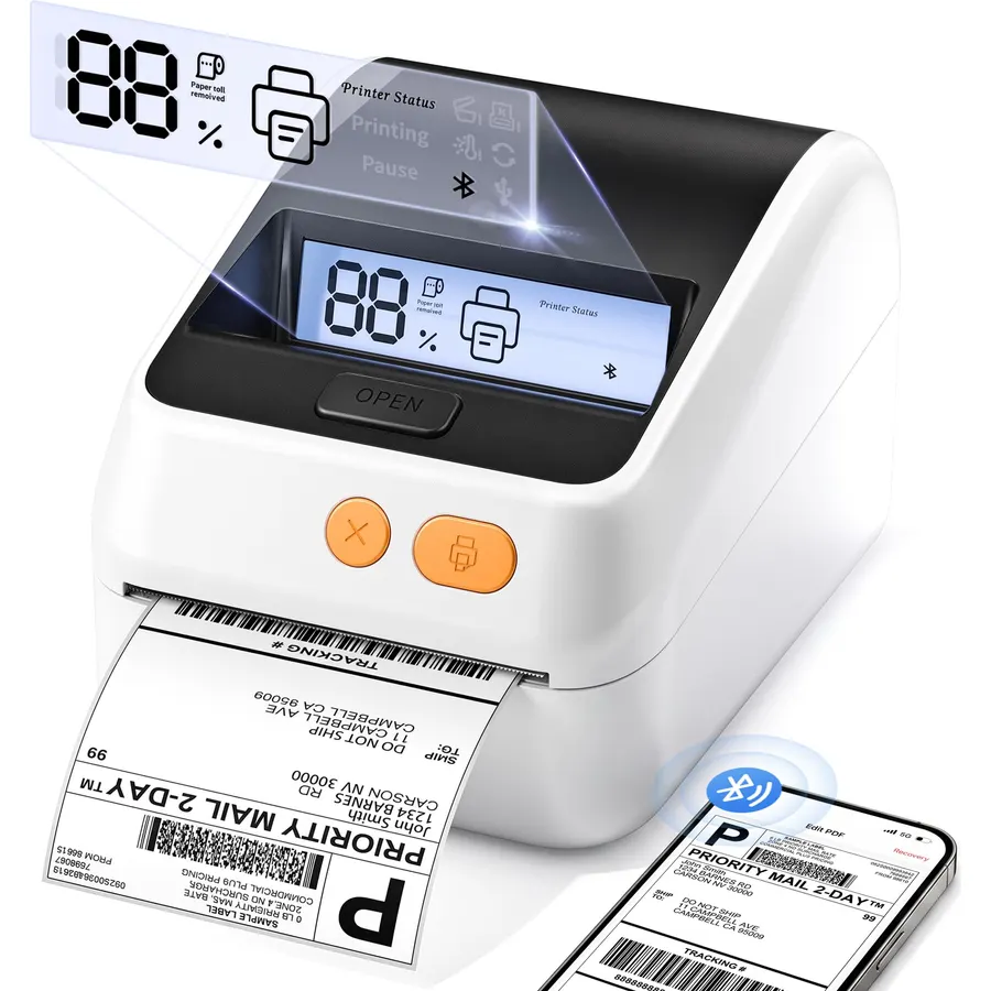 Phomemo Shipping Label Printer with Screen and Built-in Label Bin