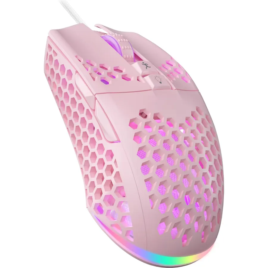 SOLAKAKA SM900 Wired Gaming Mouse with Honeycomb Shell,12800 DPI,7 Programmable Buttons,Lightweight Gaming Mice