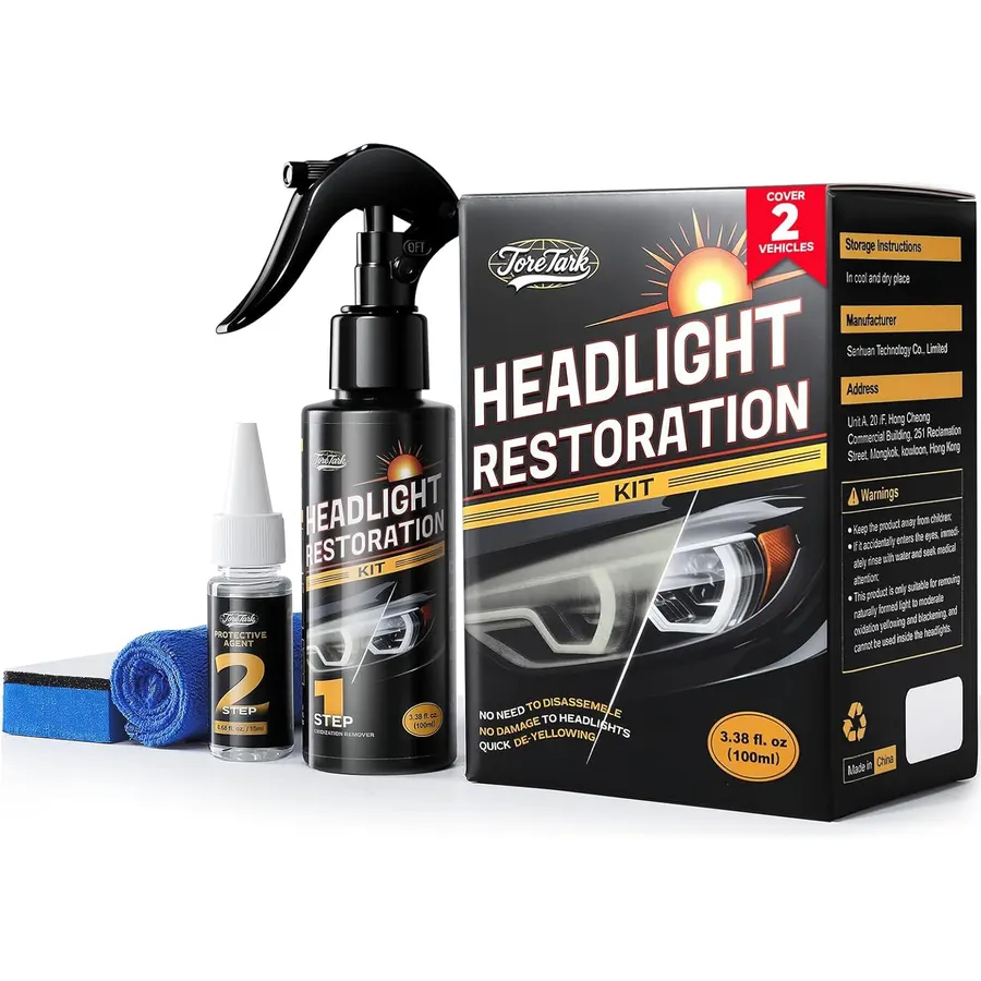 toretark Car Headlight Restoration Kit, Headlight Cleaner and Restorer Kit